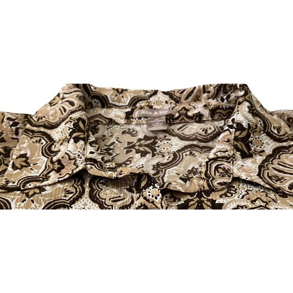 WHITE STAG LONG SLEEVES, BUTTON- UP BLOUSE, WOMENS, 2X(18W/20W), BROWN BEIGE - Picture 2 of 11